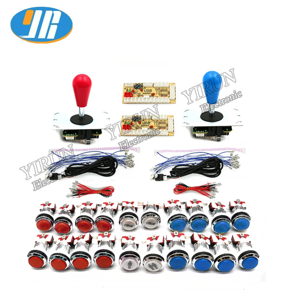 Zero Delay Arcade  cabinet DIY Kit for  LED Chrome Push Button Copy SANWA Joystick 2 Player COIN USB to PC / Raspberry Pi