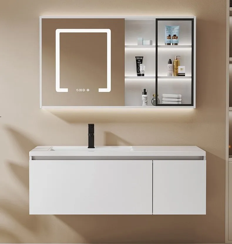 Wood Bathroom Sink Cabinet Novel Design Multi-layer Solid Waterproof Modern Hotel Furniture Plywood Bathroom Cabinet with Mirror