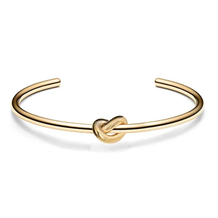 Fashion Stainless Steel Bangle High Polish Forever Love knot Bangle Bracelet 14k Gold Plated Infinity Bracelet for Girl