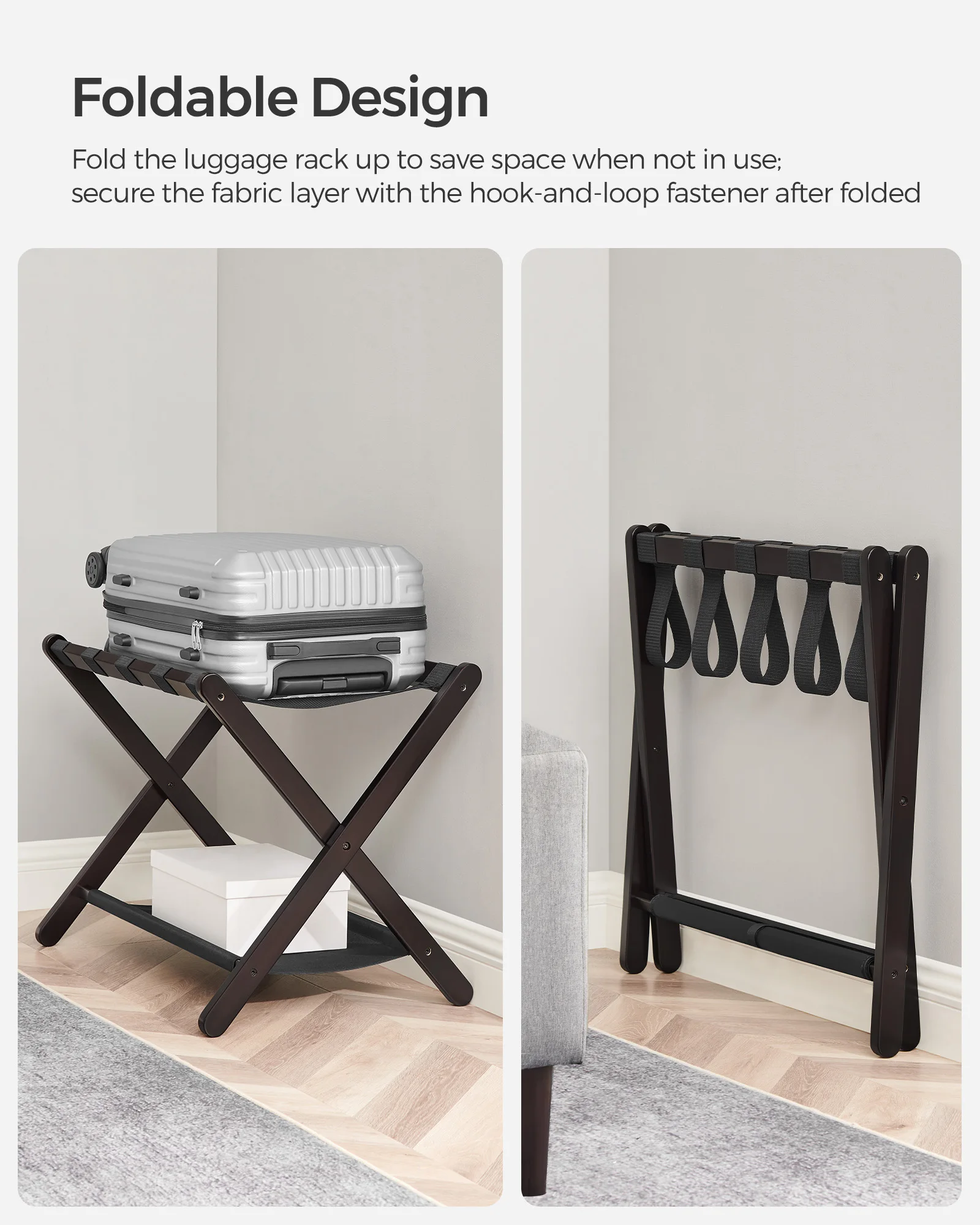 Сверхпрочные Багажники SONGMICS для гостевого номера спальни продажи в отеле Деревянные Чемоданы Складные багажные полки с полкой