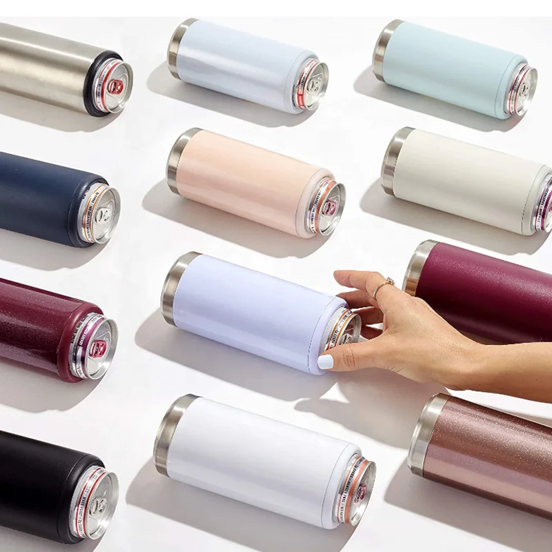 Вакуумный изолированный тонкий пивной стакан 12 унций с двойными стенками из нержавеющей стали термоизолятор крышкой