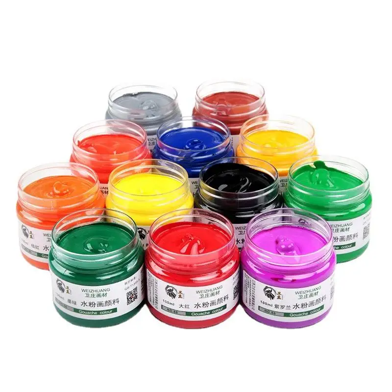 Weizhuang 100 ml Gouache Color Paints Non toxic DIY Waterproof Wall Paints Wholesale For Art Children Students 33 Colors