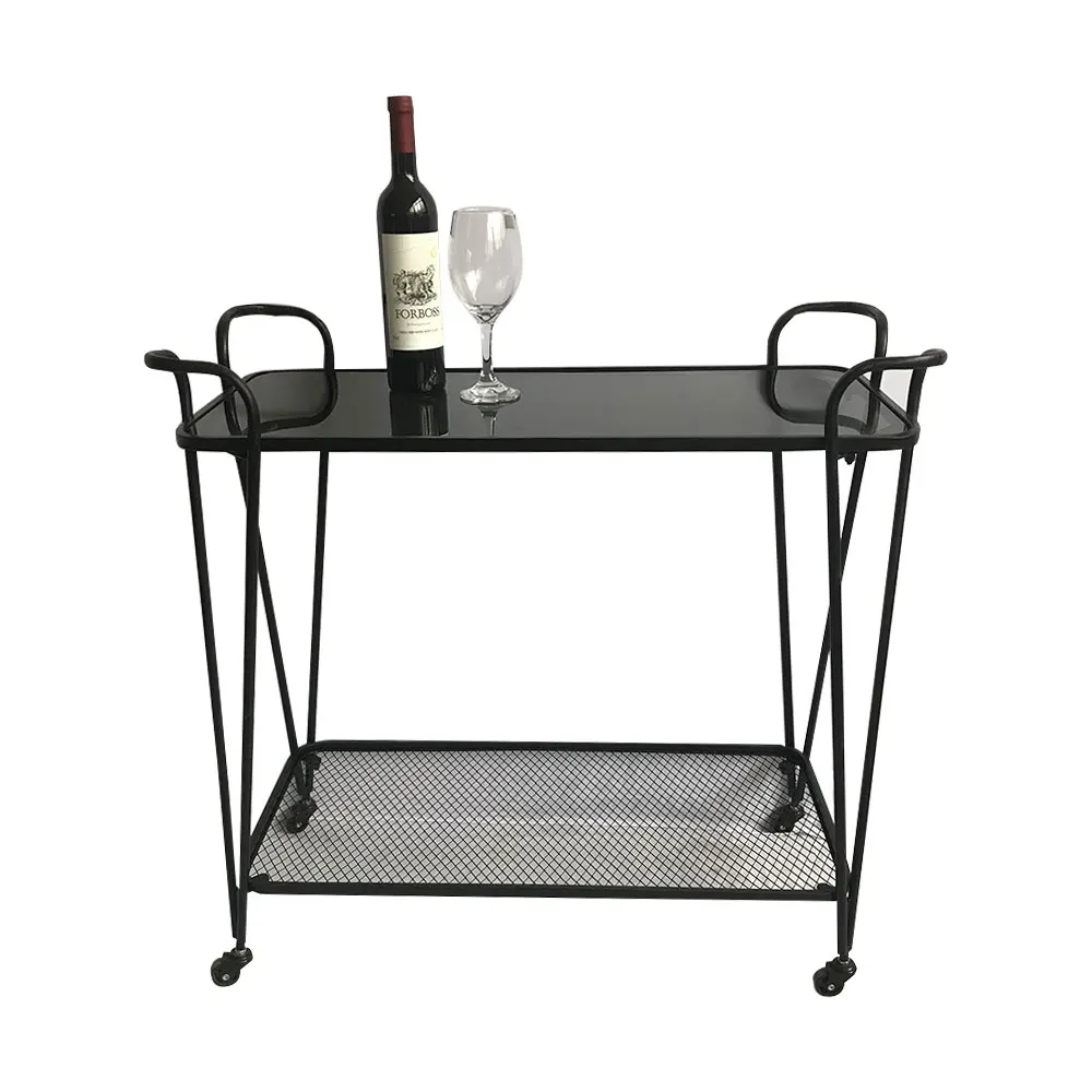 Th96074высокое качество деревянная металлическая рама современная мебель обеденная тележка с колесами боковой стол