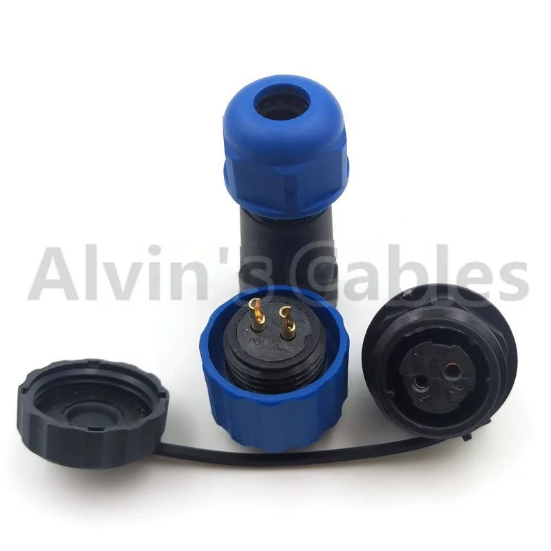 SD13 IP68 2 pin waterproof and dustproof connector male plug female socket LED power cord auto connector