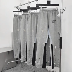 high quality gallery dept camo pants heavyweight cotton fleece sweatpants custom flared sweat pants raw edge print graffiti