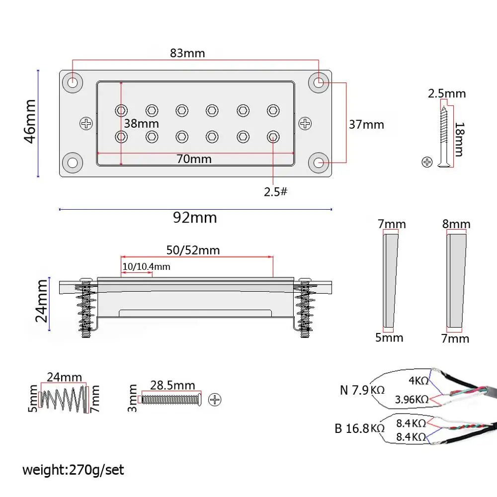 GMC25 Ceramic Magnet Red Noiseless Guitar Humbucker Bridge Neck Pickup Set