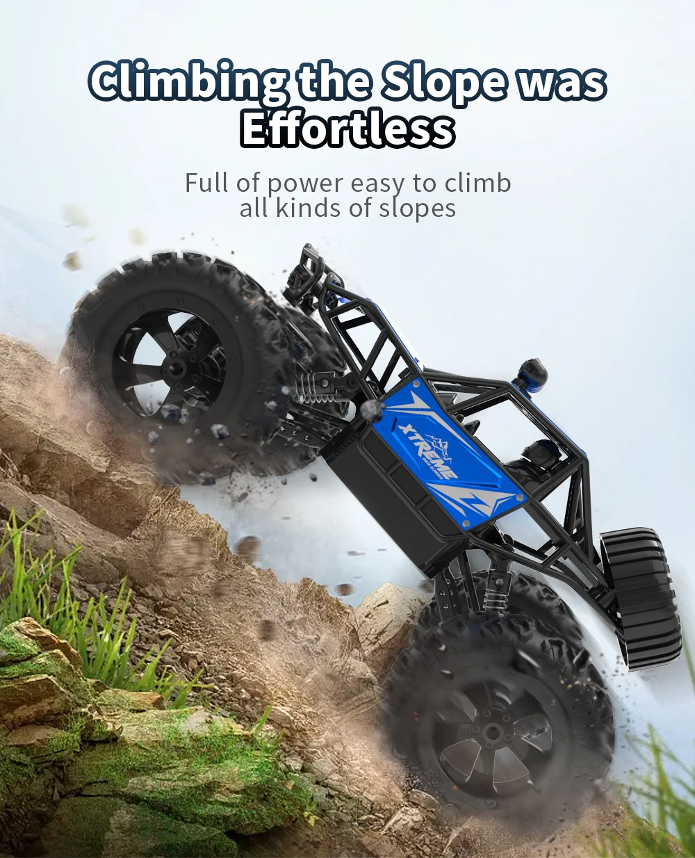 Original 4wd crawler 1/16 scale off road 45 degree climbing all terrain conquer big wheel 40m 2.4g remote vehicle
