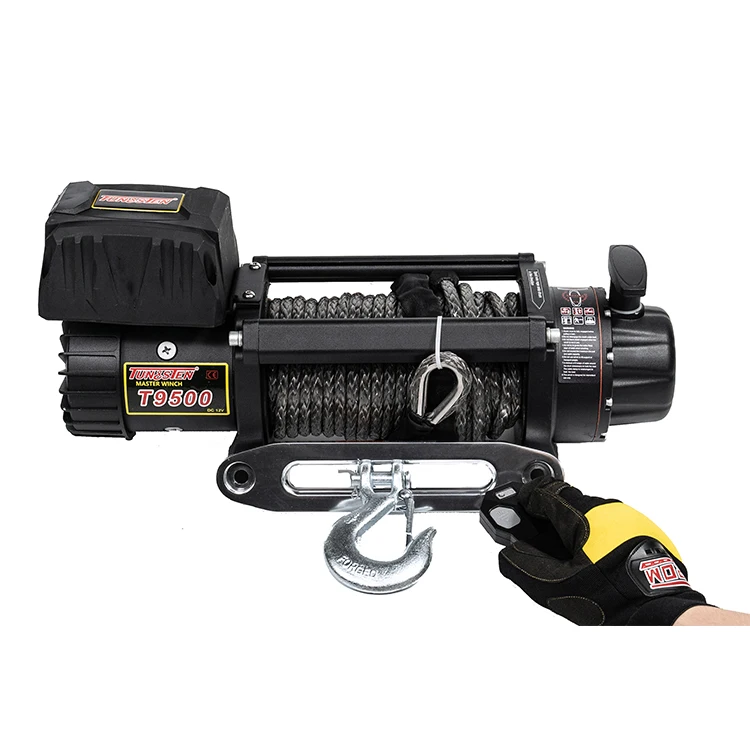 New design 4X4 winch 9500lbs pull power 12v 4wd electric winch with synthetic rope
