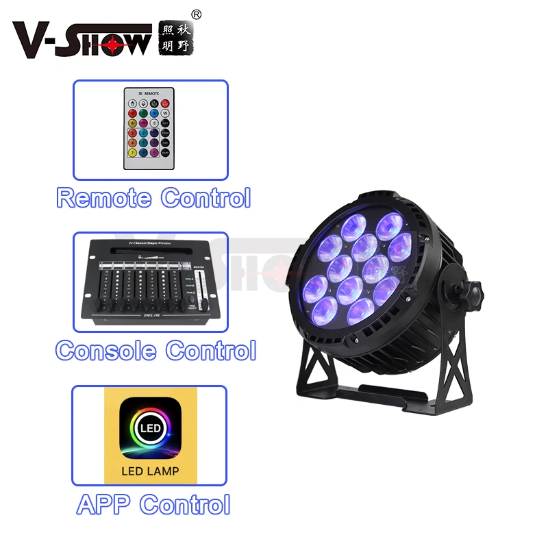 V-Show IP65 Outdoor 12 * 18W RGBWA UV  Waterproof LED Battery Powered Wireless Par Lights