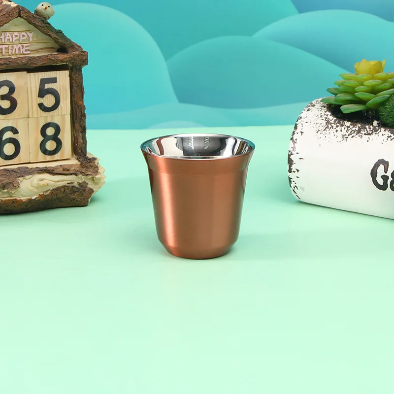 Double Wall Insulated Cups 75ml 80ml 160ml Small Size Stainless Steel Mini Espresso Coffee Cups