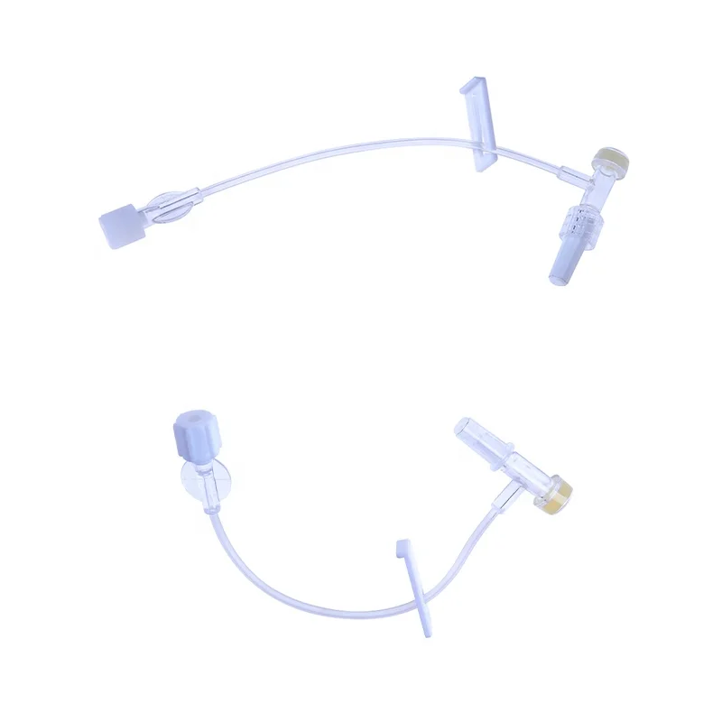 OEM medical disposable iv extension set with T-port injection needle-free luer lock connector t port two way iv extension tube