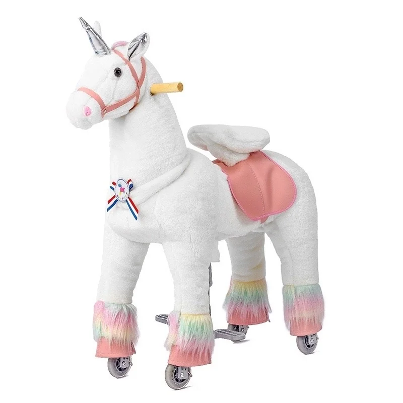 Ride on Unicorn Horse Toddler Toys Pink Plush Rocking Horse for Girls