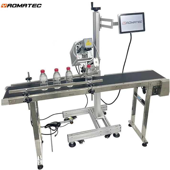 Production Line Flying 37W CO2 Laser Marking Machine Expiry Date Batch Code Laser Printer for Plastic Bags Cable Wire PET Bottle