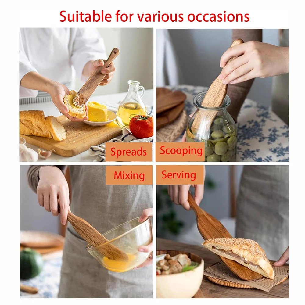 Spreading and Baking Skinny Wooden Spurtle for Sourdough Starter Wood Mixing Sourdough Stick for Kitchen Tools Jar Spatula