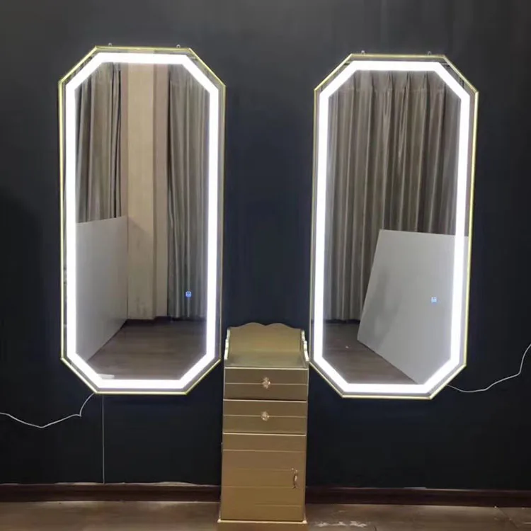 Metal frame custom makeup illuminated modern led salon mirror station