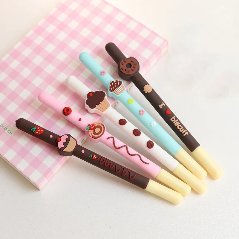 Wholesale Korean Fruit Shape Gel Pen Student School Stationery Custom Plastic Silicone Kids Cartoon Pen