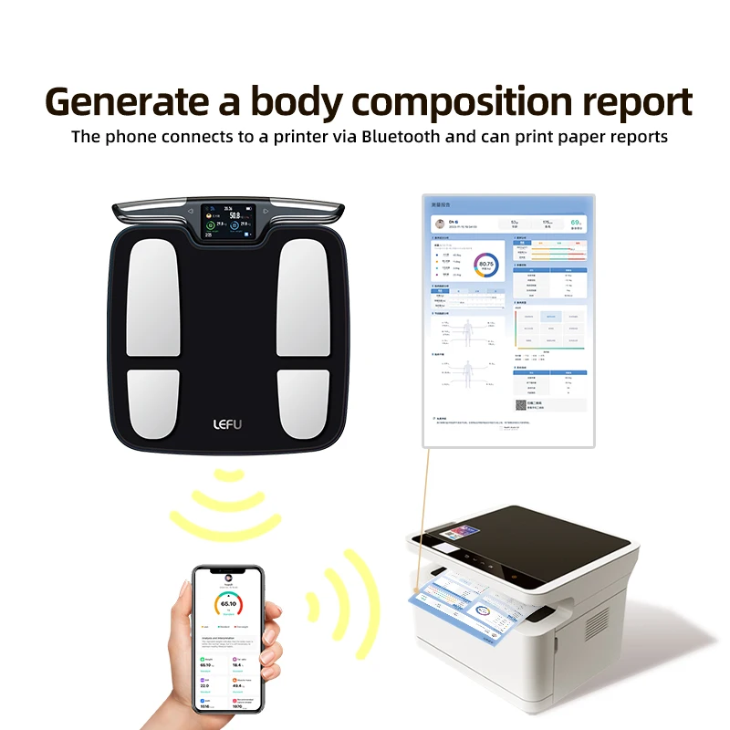 8 Electrode Gym Big TFT Colorful Screen BMI Scale WiFi Bluetooth Body Impedance Analysis Machine Rechargeable Bathroom Scales