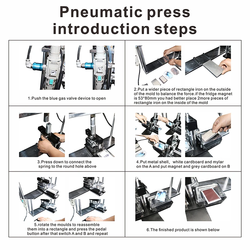 E500 Pneumatic Press for Magnet and Pin button semi-automatic pressing