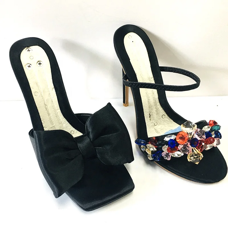 China shoe factory directly sell fashion crystal rhinestone women high heel party shoes hot sale ladies sandals