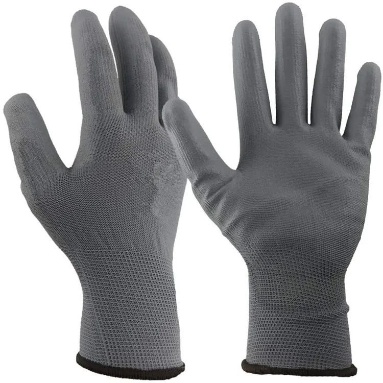13 Gauge Stretch Filament Yarn PU Coated Gloves For Oily Material Handling Smooth Grip PU Hand Gloves Ultra Thin PU Gloves