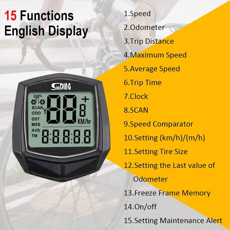 Sunding Wired Bike Computer Bicycle Speedometer Cycle Odometer Cycling Computers Meter Speed Sensor Outdoor Exercise Rainproof