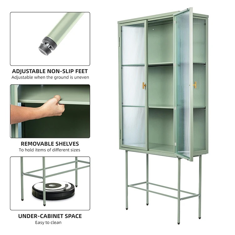 Hot Selling Credenza Buffet Modern Glass Storage Cabinet Vintage Furniture For Dinning Room White Sideboard