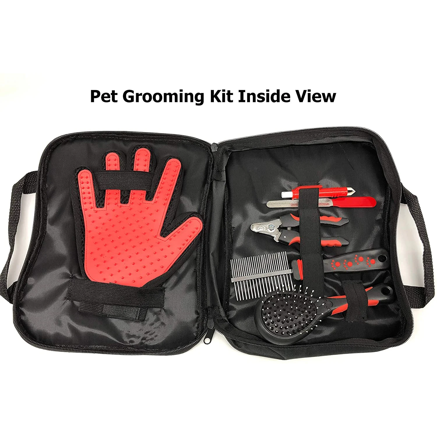 
Home 6 Piece Real Simple Spa Pet Dog Grooming Massage Brush Nail Kit Dogs with Polyester Bag 