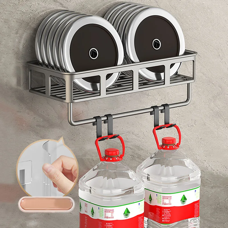 Space aluminum wall mount no drilling shower storage bathroom organizer rack shampoo holder Bathroom Rack