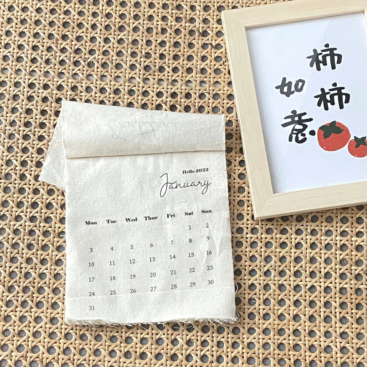 2022 12 Months New Design Korea Style Fabric Wall Calendar For Home