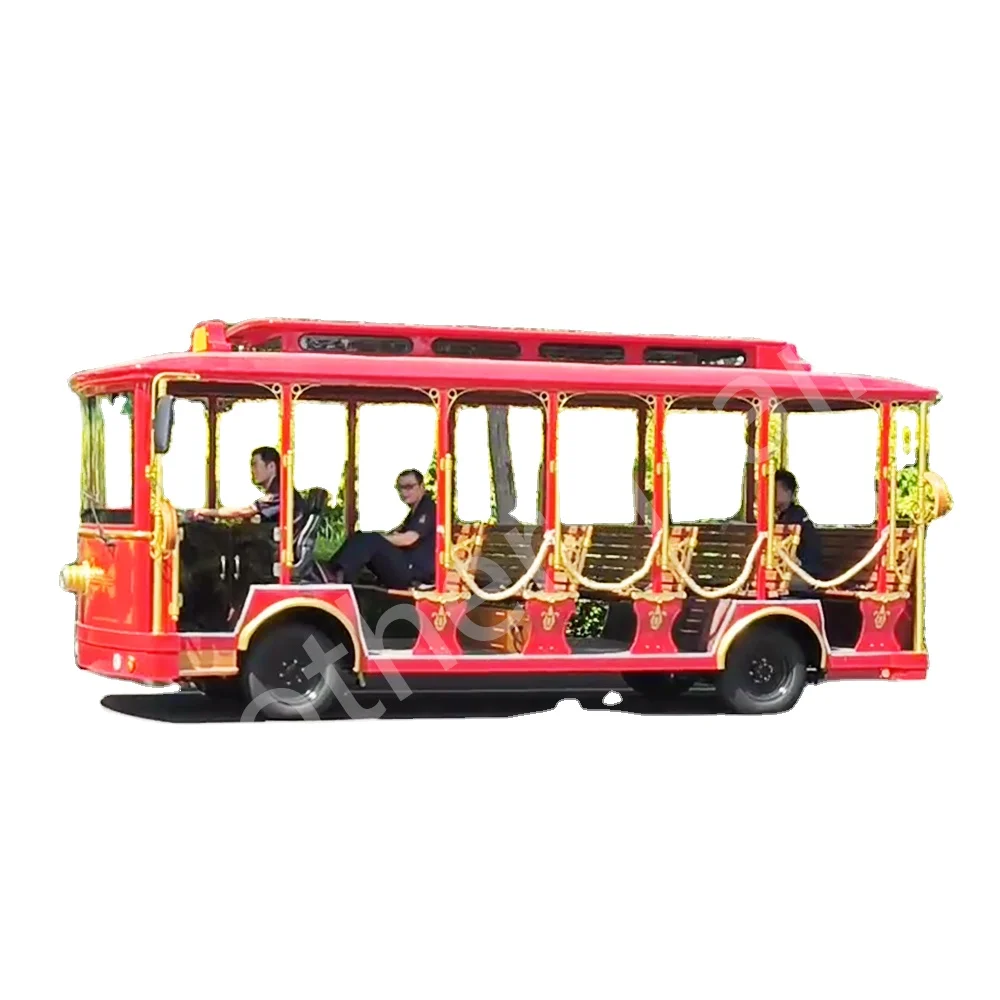 Big capacity New 23 Seater Electric Sightseeing Bus Tour Bus Without Door in Scenic spots carry passengers to tour