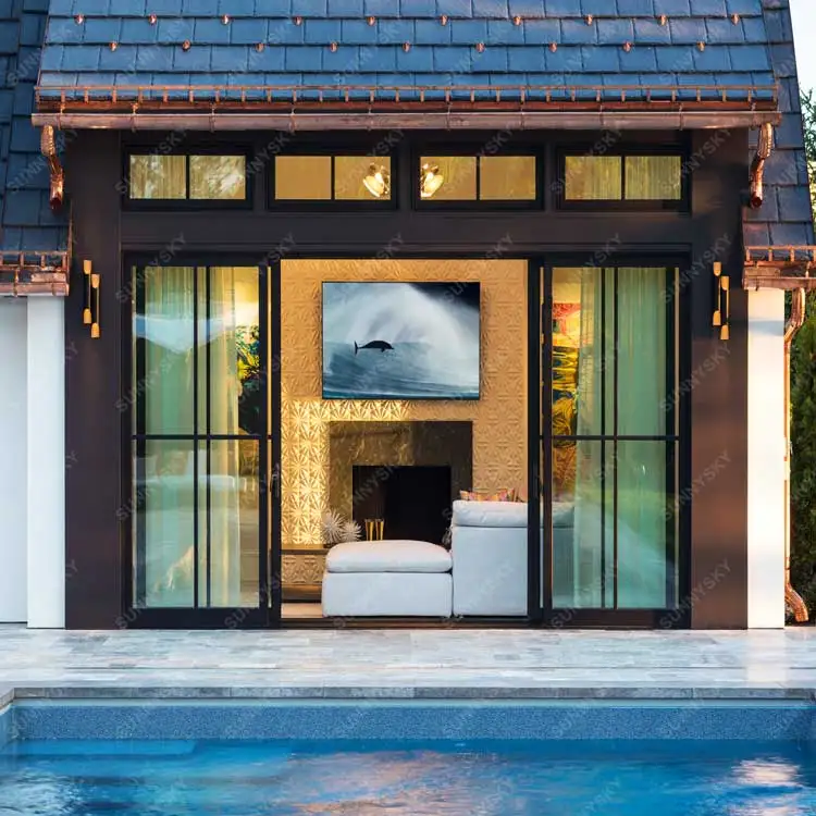 Sunnysky China custom toilet aluminium glass sliding doors aluminum alloy titanium magnesium alloy mute door partition door