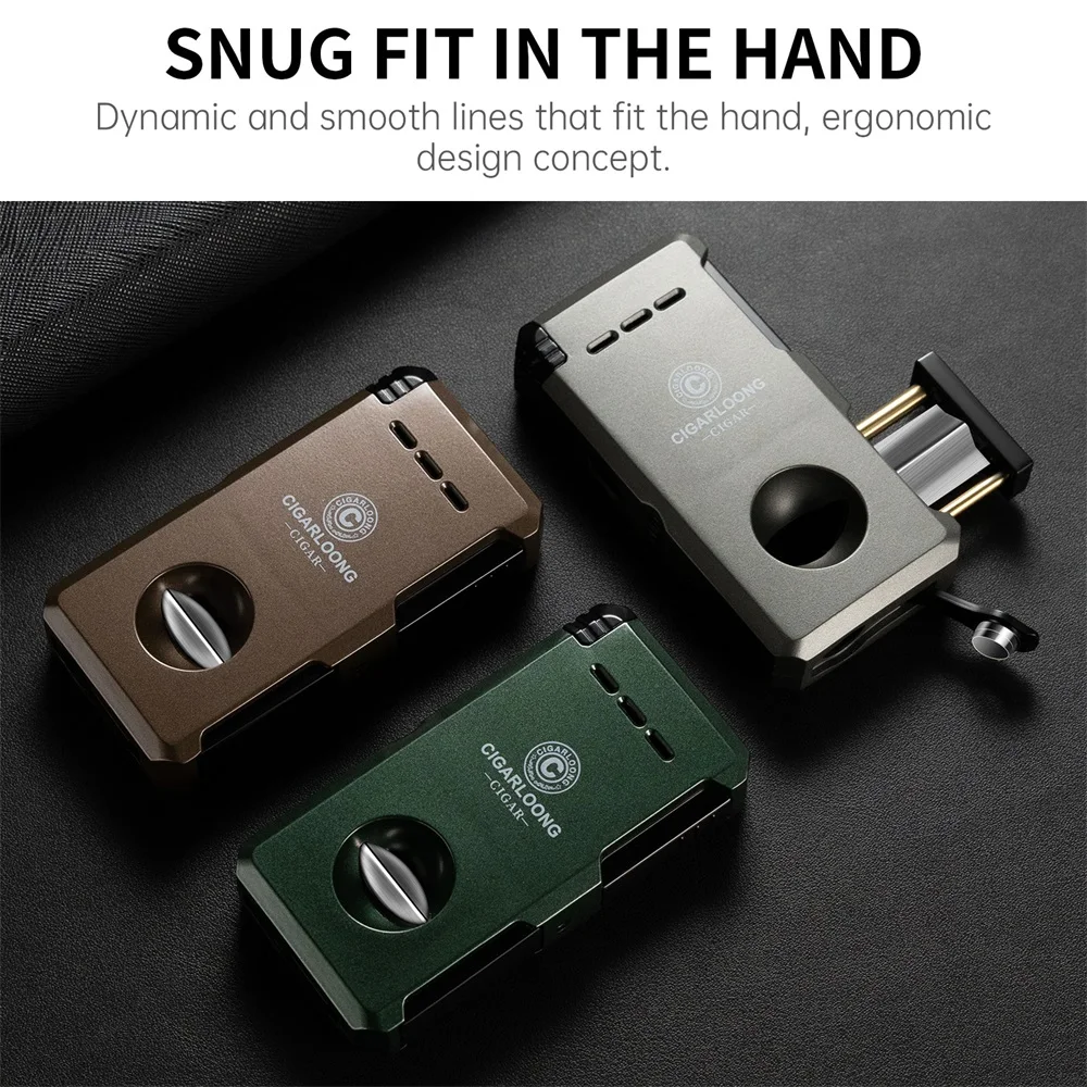 New Multi-function Windproof Lighters Double Jet Flame Refillable Butane Lighter with Punch 5 in 1 VCut All in one Cigar lighter