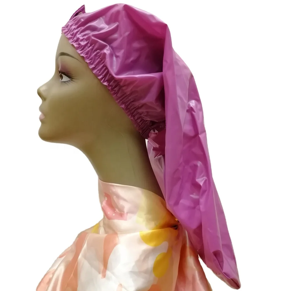 Adjustable Shower Bonnet For Women Long Braids Hair Snap Clasped PVC Waterproof Bath Caps
