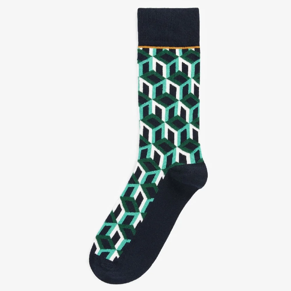 Женские хлопковые Классические носки, женские, мужские, для мальчиков и девочек, вязаные носки с темным геометрическим рисунком