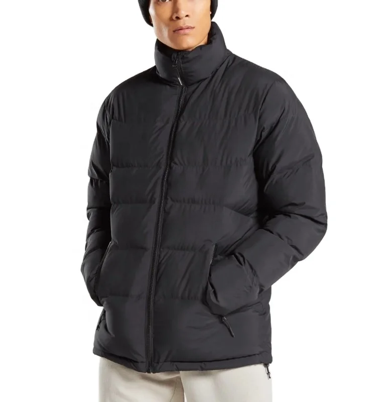 Mens duck down jacket light weight feather winter men clothing black custom print down coat puffer jacket no hood