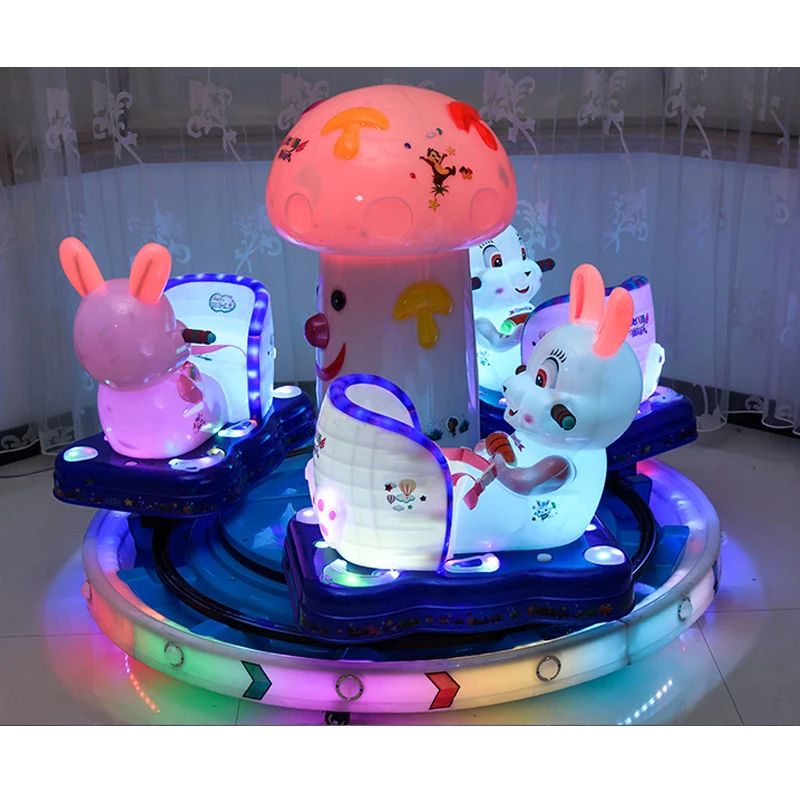 Indoor Children Electric Plastic Mini Castle Track Train Coin Operated Kiddy Horse Luxury Carousel Ride