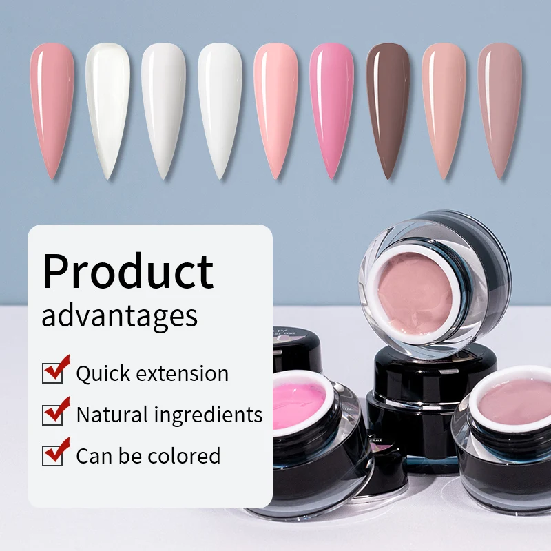 QSHY Hard Gel Polish Custom Logo UV gel Soak Off Long Lasting Resin Solid Builder Mousse Extension Builder Gel For Nails