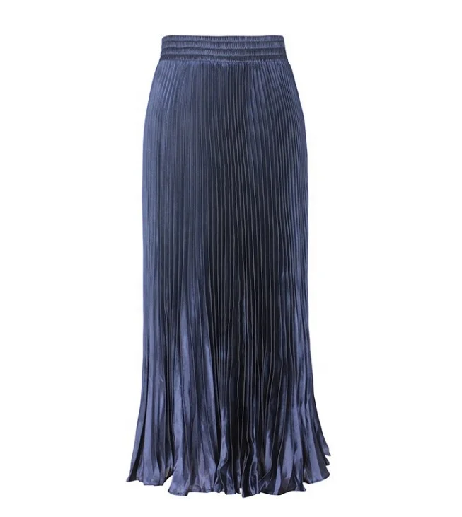 
QC-75474 Wholesale 100cm length ankle clothing women grace blazer and skirt long muslim women satin pleated skirt 