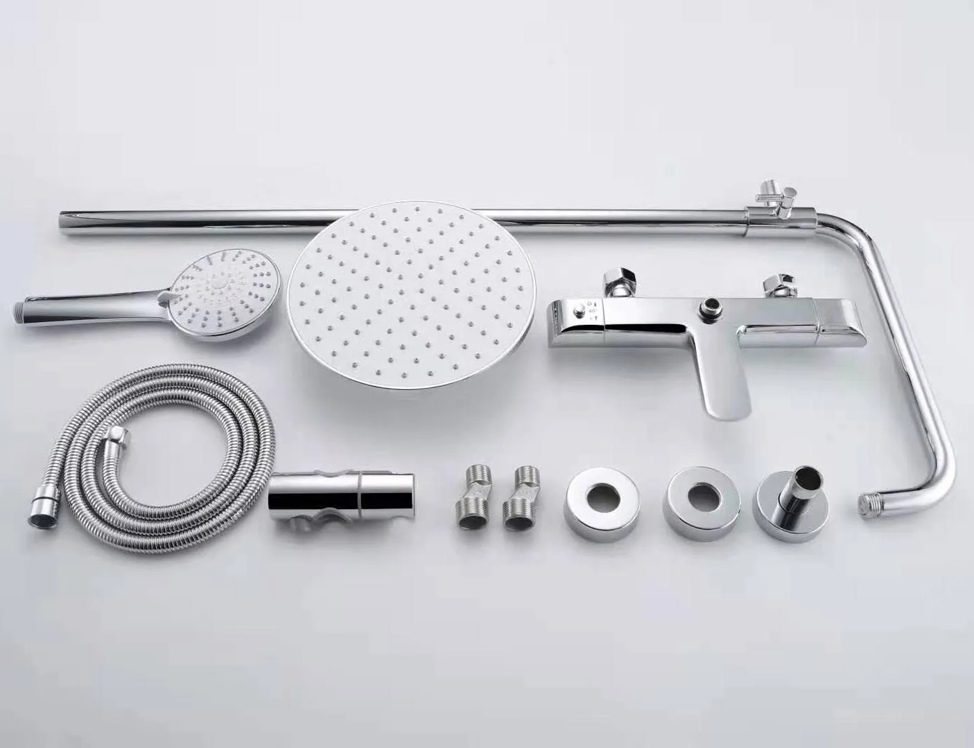 Top Quality Brass Thermostatic Shower Column With Rainfall Shower Head And Hand Shower For Bathroom