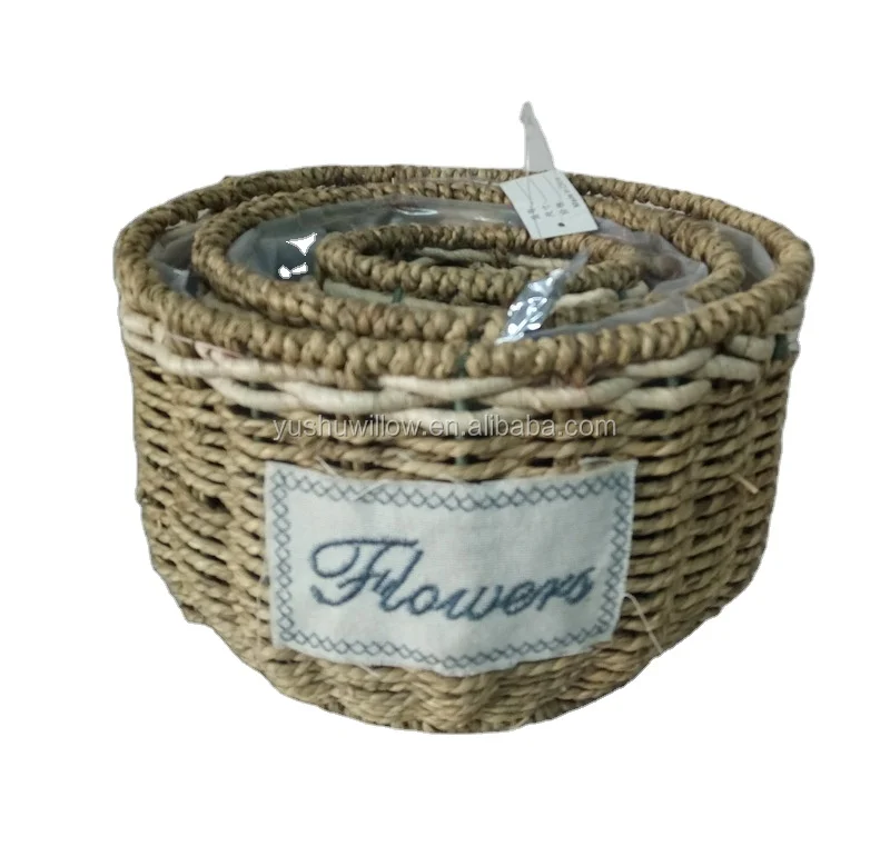 straw flower pot basket,3pcs/set
