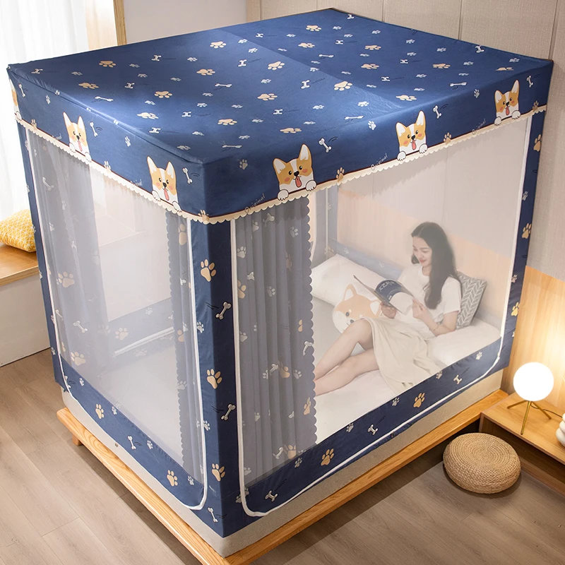 Navy Blue Dog mosquito bed net for bed  4 Corner Post  Bed Canopy with mosquito net stand dome mosquito nets