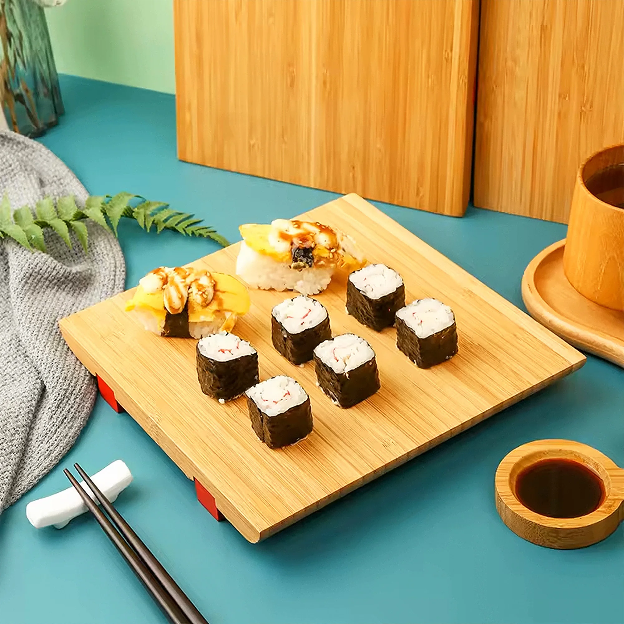 3 Pieces Packed Restaurant Dinnerware Sashimi Bamboo Serving Tray Sushi Bamboo Display Dish