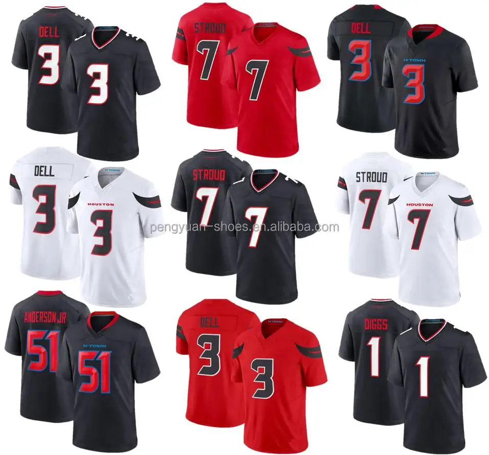 Best Quality #7 C.J. Stroud #3 Tank Dell #1 Stefon Diggs #51 Will Anderson Jr. Stitched American Football Jersey