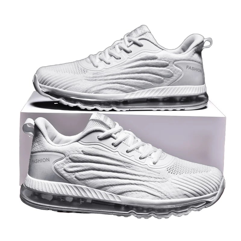 Мужские повседневные кроссовки удобная спортивная обувь с воздушной подушкой черная сетчатая подкладка большие размеры для зимней ходьбы