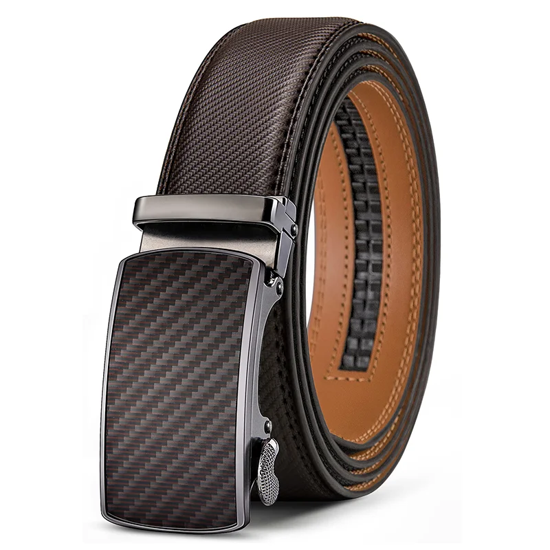 Wholesale Gift Ratchet Automatic Buckle Leather Belt Without Holes Custom Logo Gift Belt Fashion Strap Luxury For Men