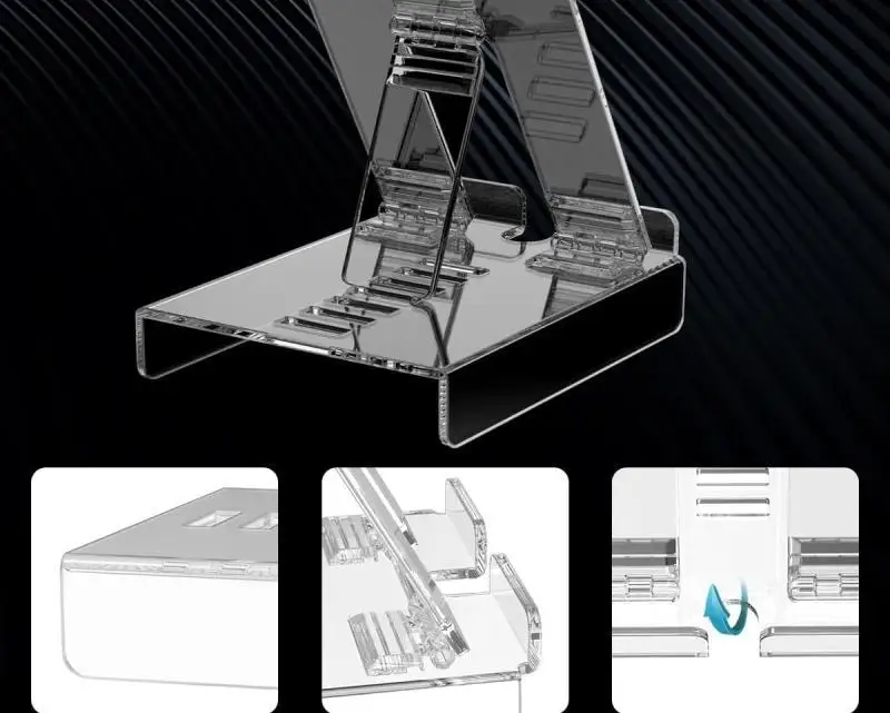 Newest Transparent Acrylic Portable Phone Stand Foldable Height Angle Adjustable Tablet Headphone Stand