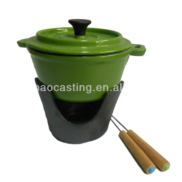 Набор из чугунного эмалированного сыра для фондю