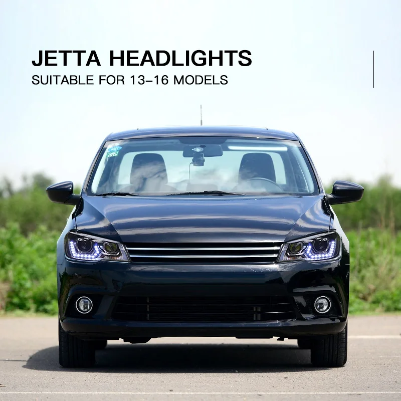 LINK-TO For 2013 2014 2015 2016 2017 Volkswagen Jetta Headlight Assembly Modifi3E LED Daytime Running Light Double Lens Xenon