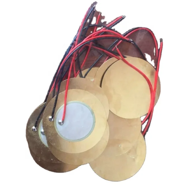 Piezo Ceramic Disc With Leads Wires Copper Wafer Plate Acoustic Pickup