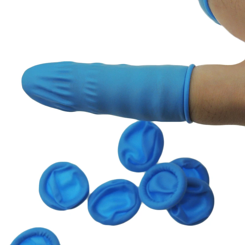 CR0459 Blue Food Latex Finger Cots Rubber Finger Cots Nitrile Finger Cots for Cleanroom